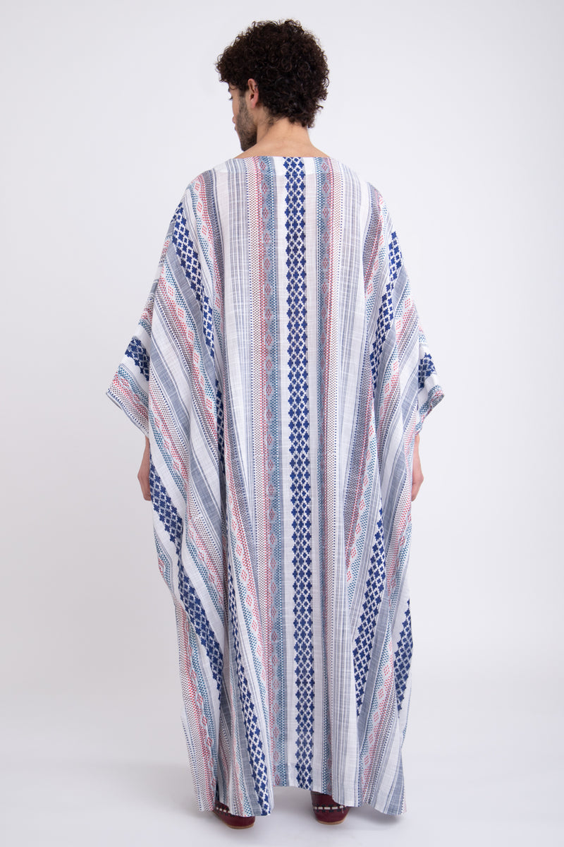 Fahed Cotton Printed Blue Jellaba