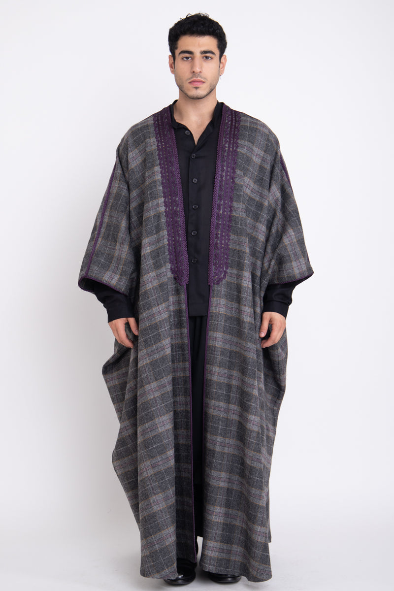 Classic Wool Checks Purple Abaya