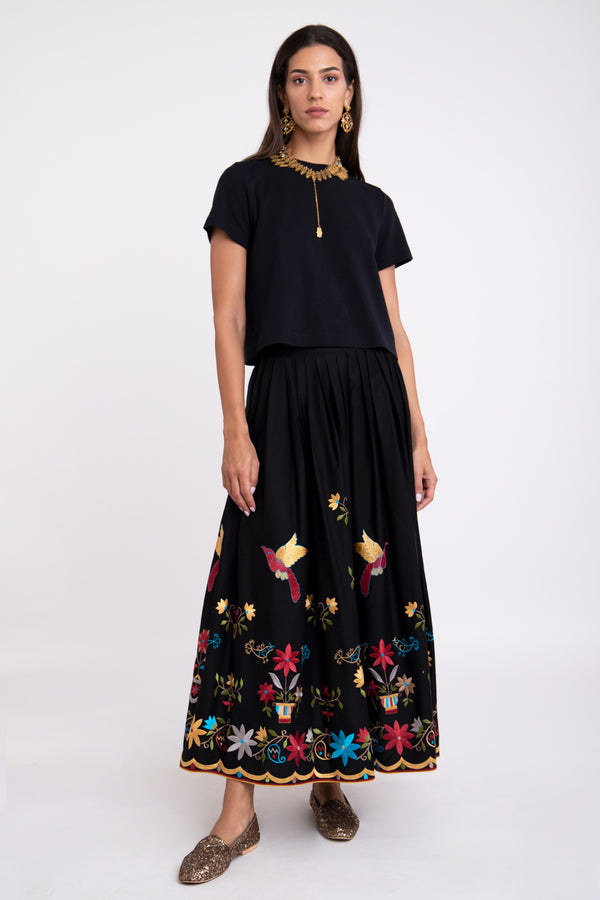 Jounaina Cotton Embroidered Skirt