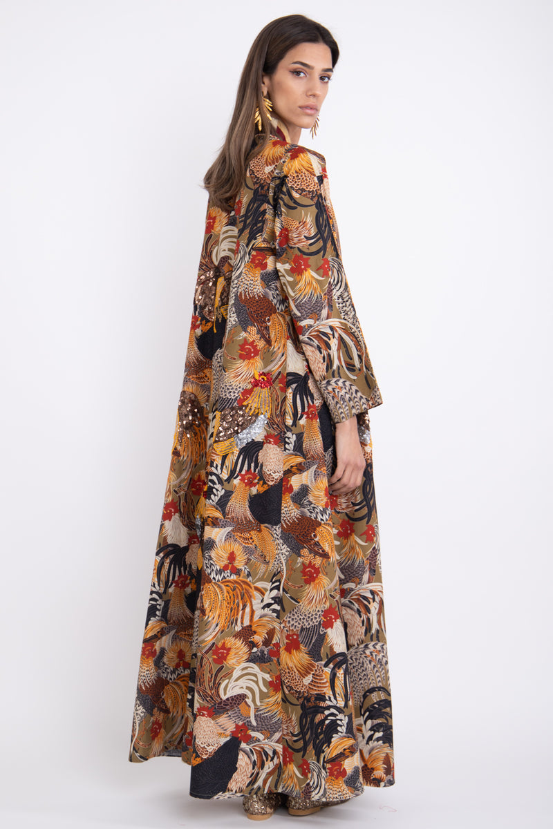 Houriye Cotton Embroidered Rooster Dress
