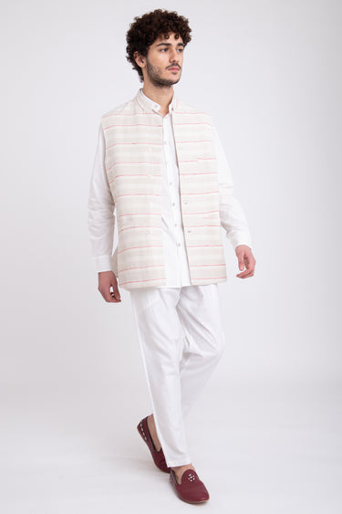 Hassan Linen Ecru Gilet