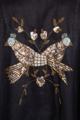 Rajwa Silk Love Birds Embroidered Black Abaya