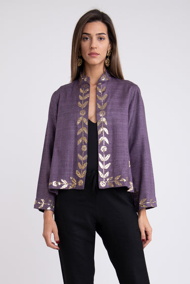 Salma Silk Tareq Purple Jacket