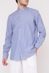 Kabir Cotton Stripes Blue Shirt
