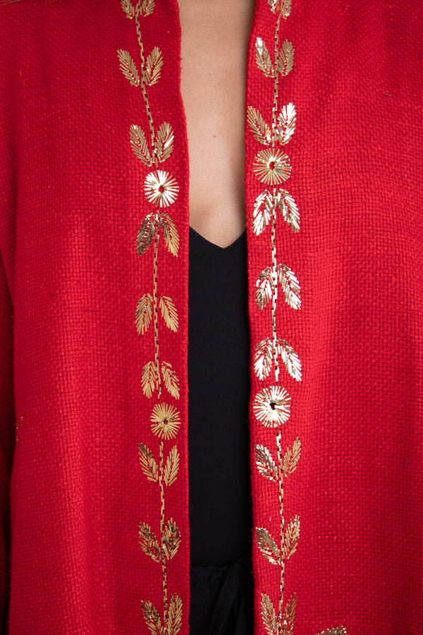 Salma Silk Red Tareq Jacket