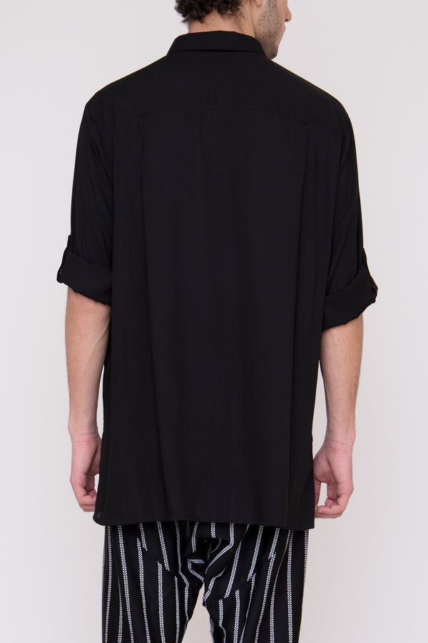 Mohamad Cotton Glaze Black Shirt