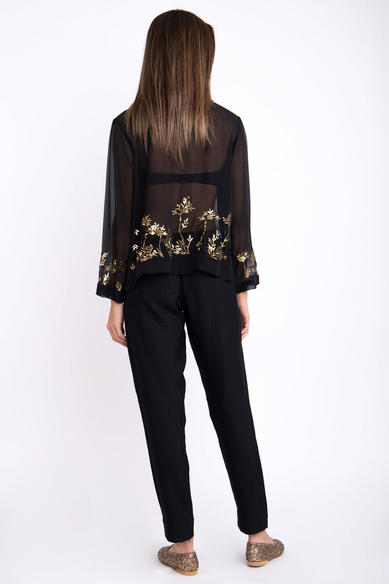 Tareq Silk Voile Embroidered Blouse