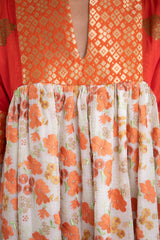 Linda Cotton Embroidered Orange Dress
