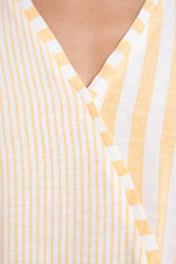 Kawkab Linen Striped Yellow Kaftan