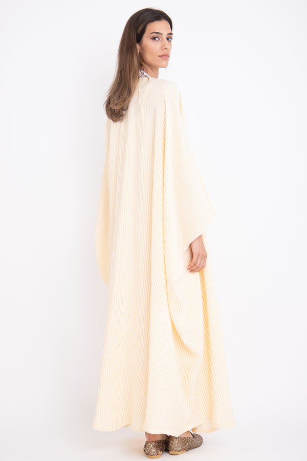 Classic Linen Yellow Striped Abaya