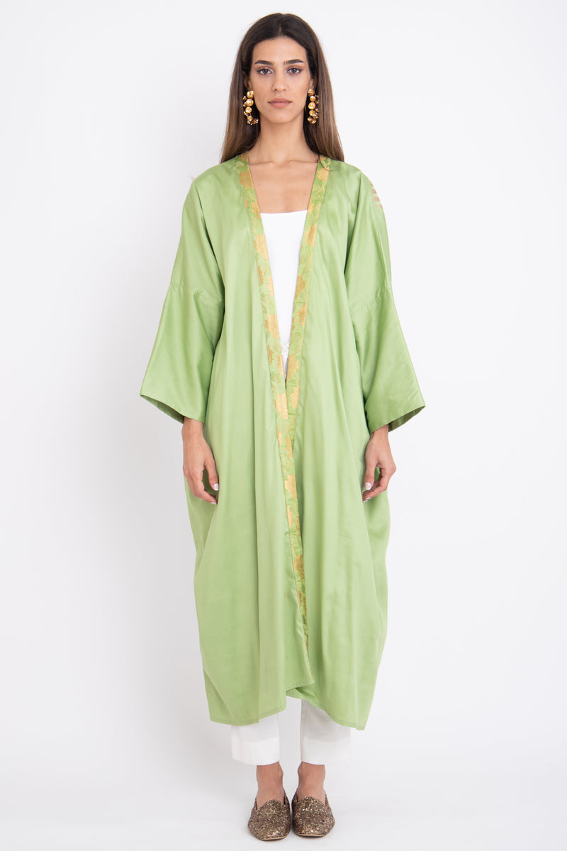 Kim Cotton Glaze Organza Green Abaya
