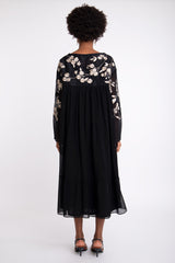 Mahsa Silk Black Embroidered Dress