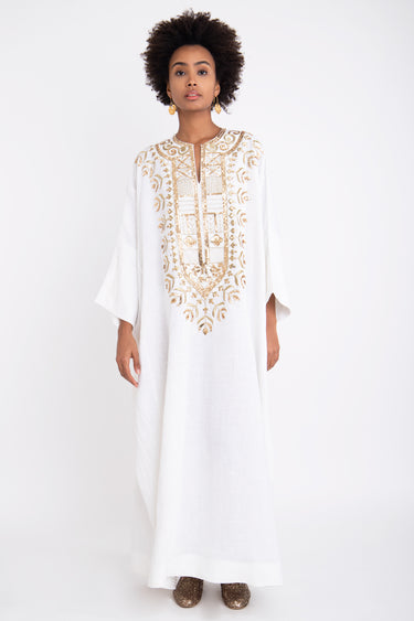 Nayyara Linen Hand Embroidered Dress